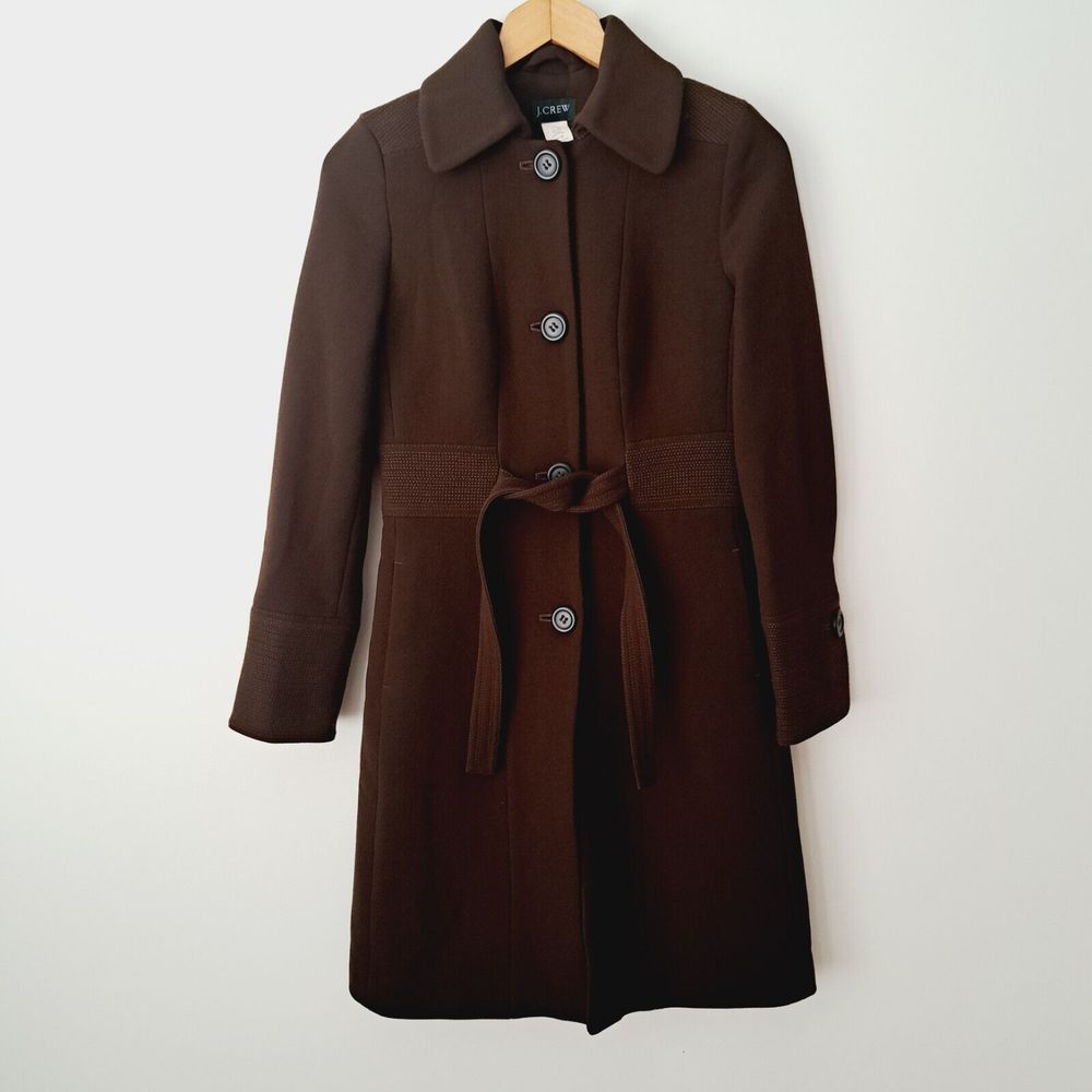 J. Crew Wool Coat Chocolate Dark Brown Womens Size 2